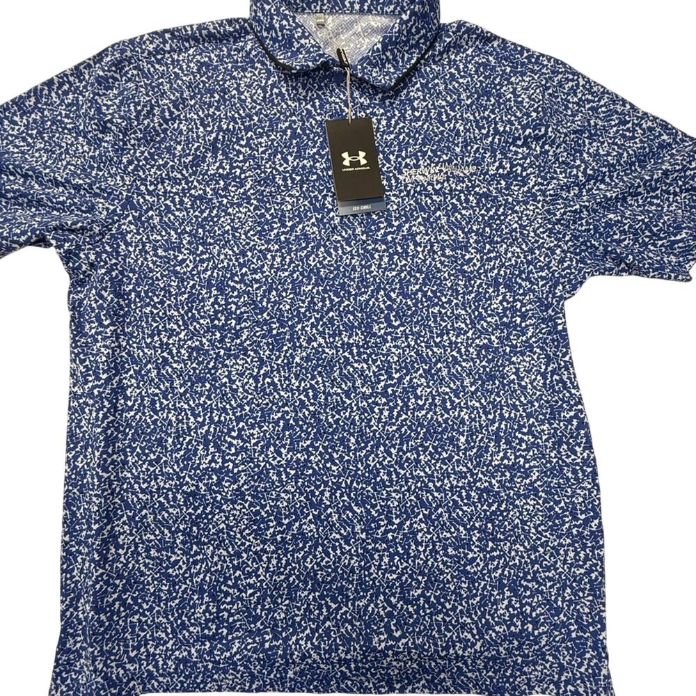NWT Under Armour Men’s Large Royal Blue and White Speckled embroidered Polo